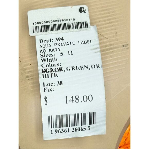 AQUA Woven Sandals Size 6 Orange High‎ Heel Open Square Toe NEW - Picture 9 of 11